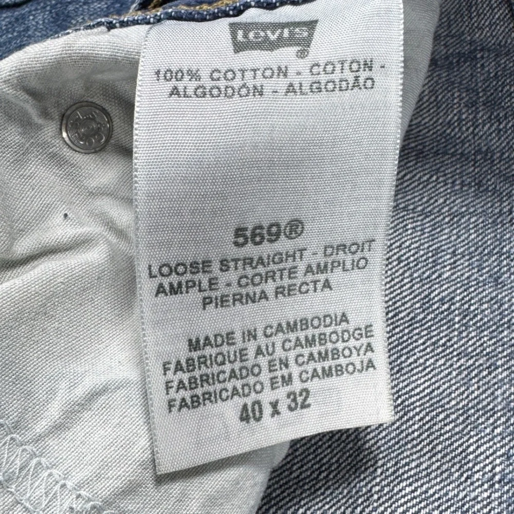 LEVI'S 569 Loose Straight Jeans Mens 40x32 Blue Faded‎ Baggy Y2K Retro